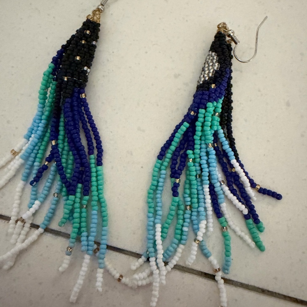 Colorful Beaded Tassel Earrings
